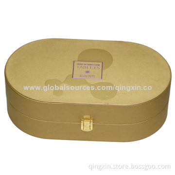 Rigid Gift Box with Hanged Lid, Luxury Leather + Metal Snap, Embossing/Debossing/Gold Foil